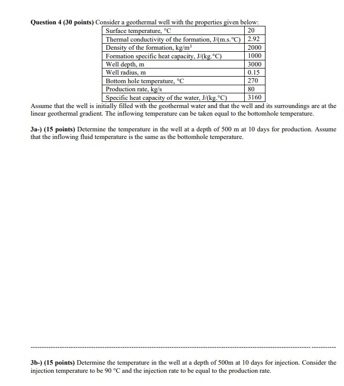 Solved Question 4 (30 Points) Consider A Geothermal Well | Chegg.com