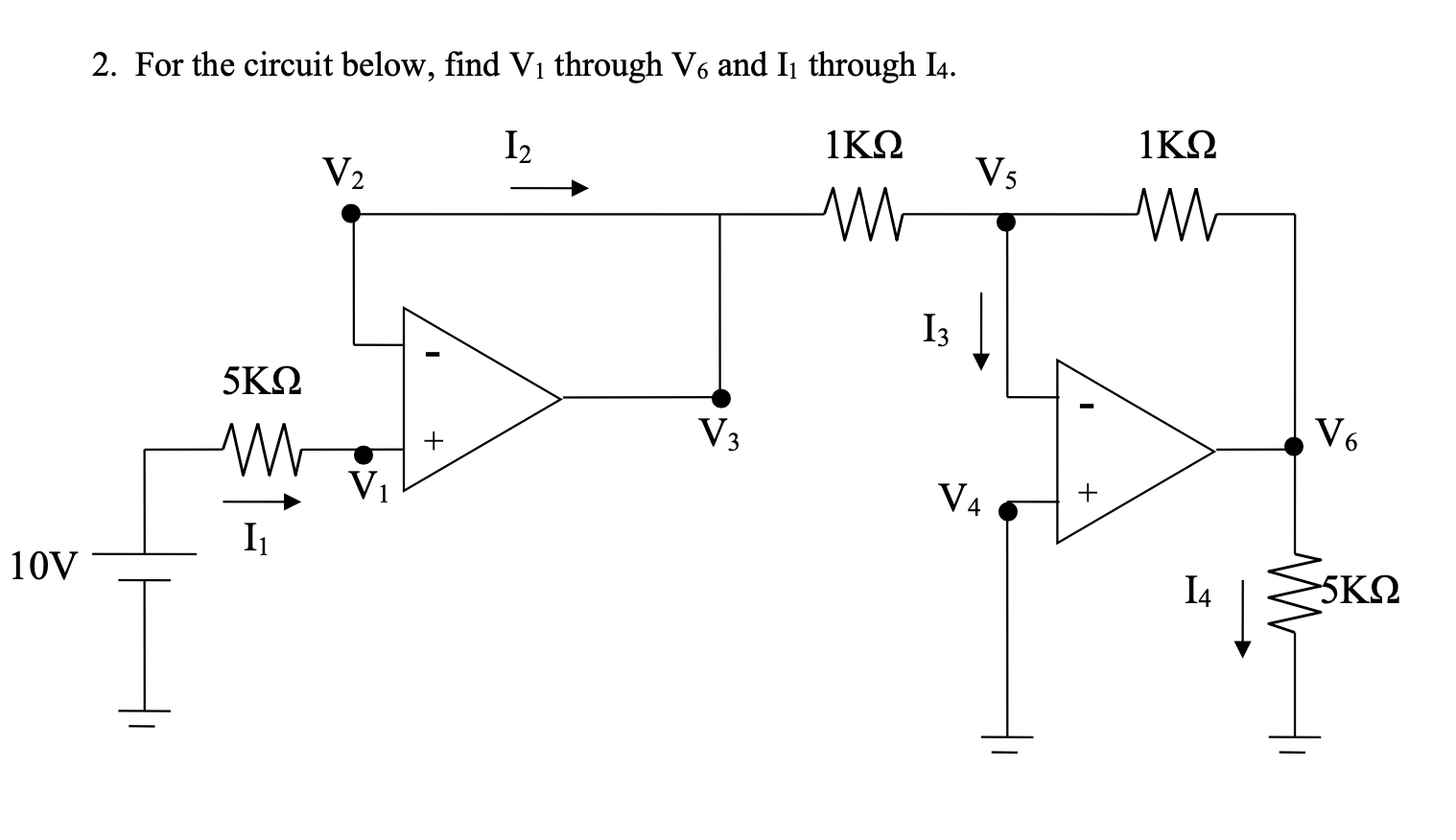 Solved 2. For the circuit below, find V1 through Vo and Iị | Chegg.com