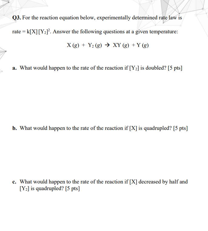 Solved Q3 For The Reaction Equation Below Experimentally Chegg Com