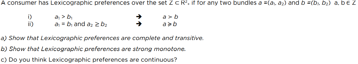 Solved A consumer has Lexicographic preferences over the set | Chegg.com