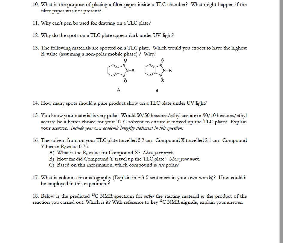 Solved 10. What is the purpose of placing a filter paper