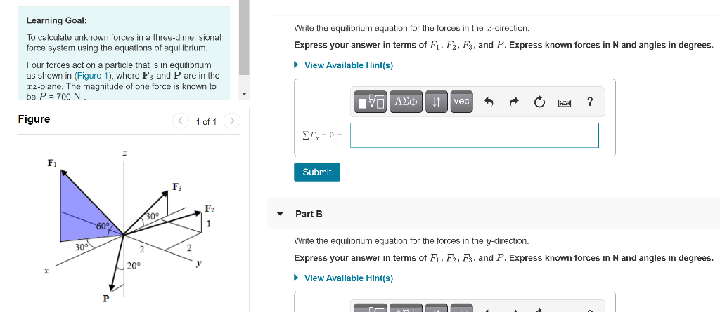 Solved Write the equilibrium equation for the forces in the | Chegg.com