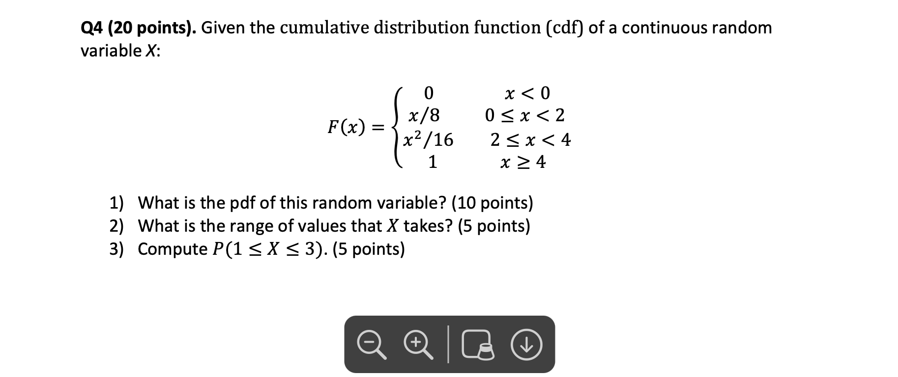 Solved Q4 (20 points). Given the cumulative distribution | Chegg.com