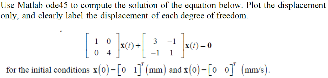 Solved Use Matlab ode45 to compute the solution of the | Chegg.com