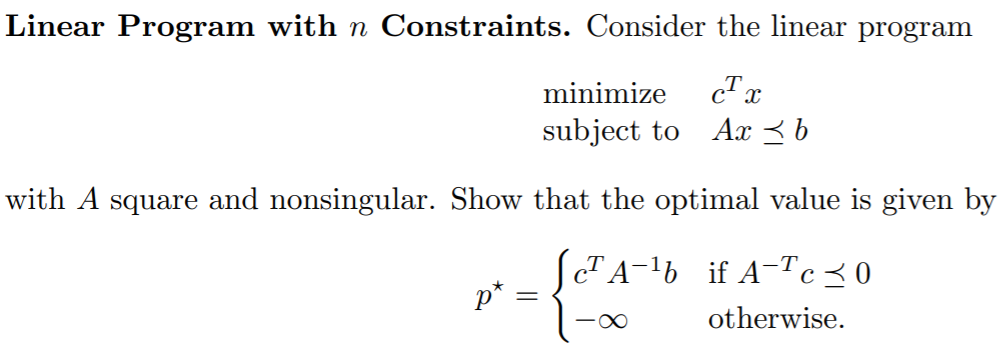 Solved Linear Program with n Constraints. Consider the | Chegg.com