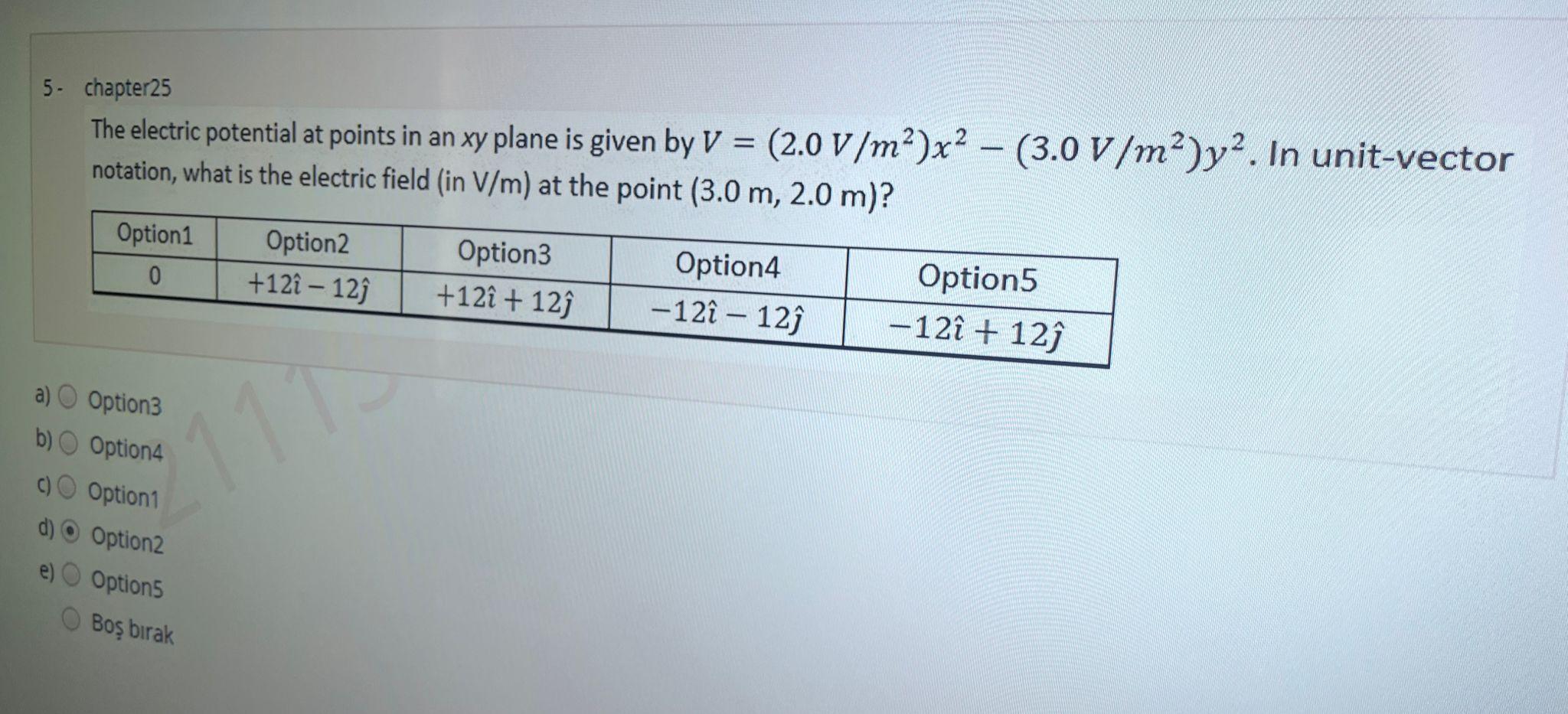 Solved The electric potential at points in an xy plane is | Chegg.com