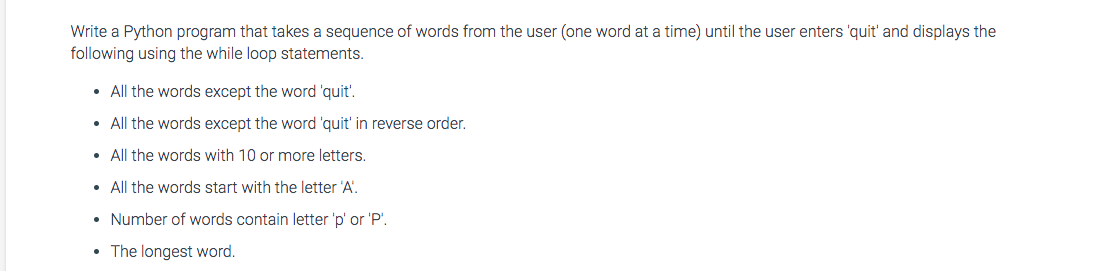 Solved Write a Python program that takes a sequence of words | Chegg.com