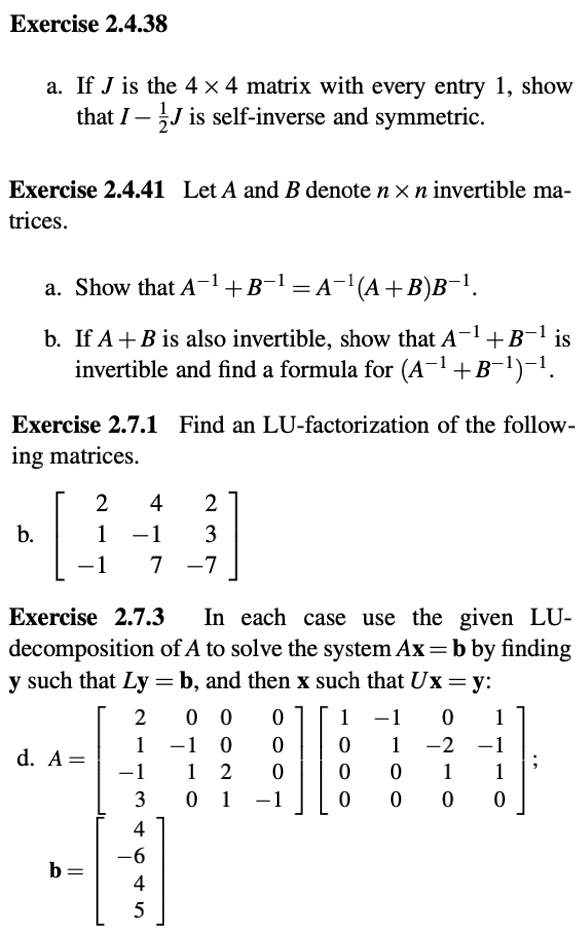 Solved Exercise 2.4.38 a. If J is the 4 x 4 matrix with | Chegg.com