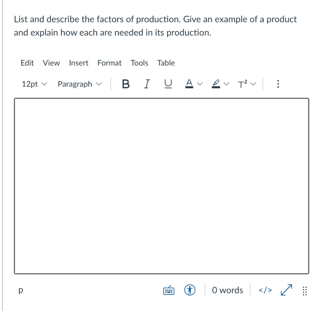 list and explain 4 factor of production