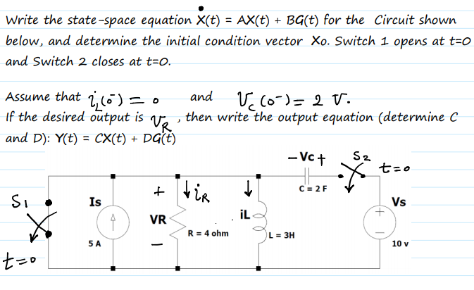 Solved Write The State Space Equation X T Ax T Bg T Chegg Com