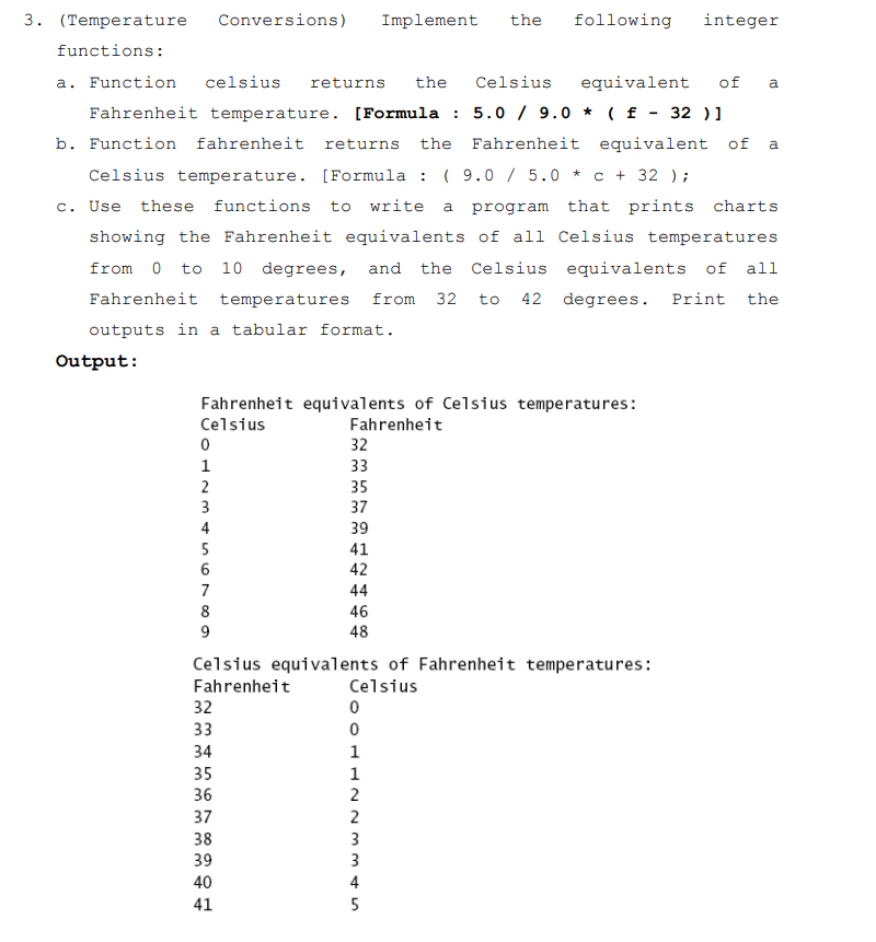 Solved a а 3. Temperature Conversions) Implement the