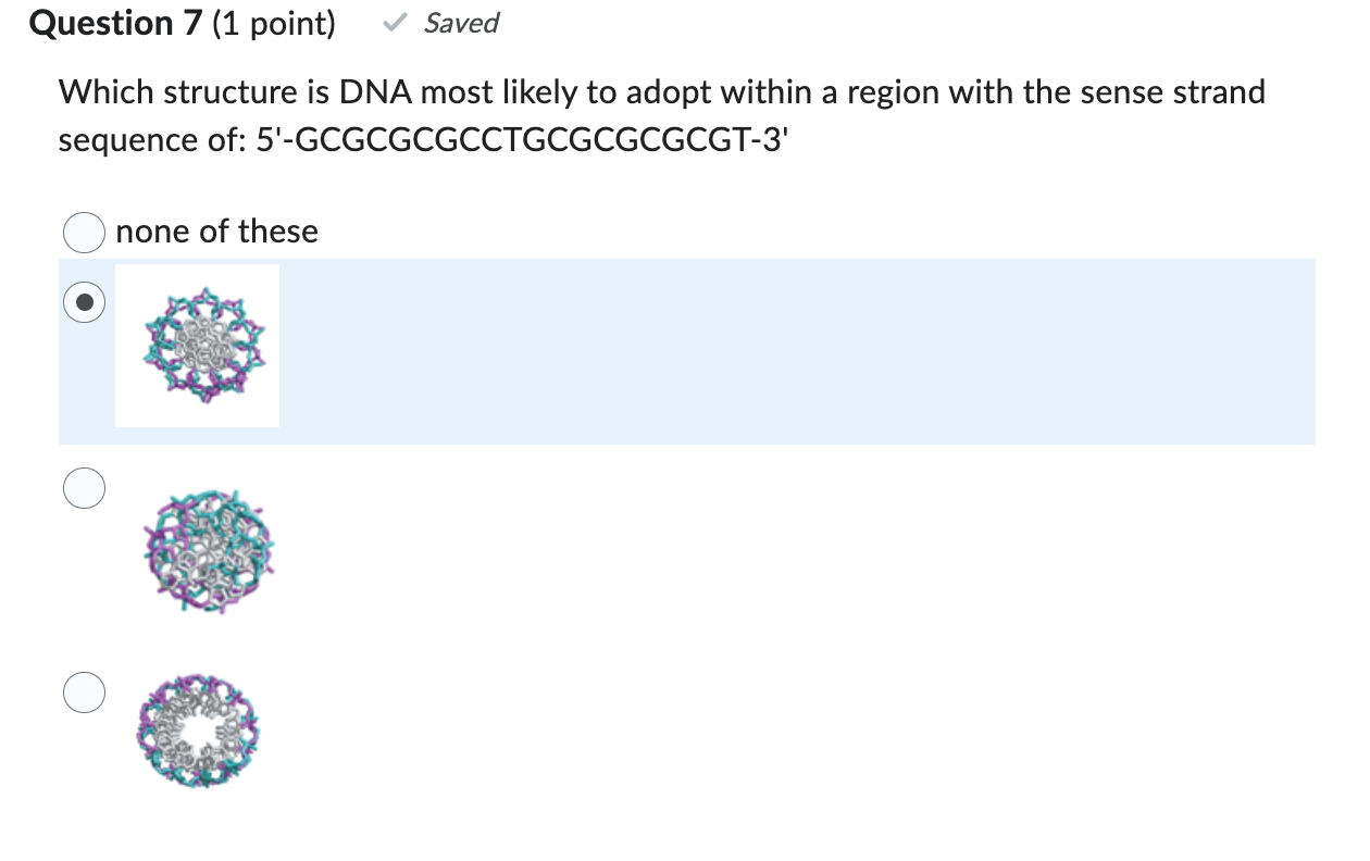 Solved Which structure is DNA most likely to adopt within a | Chegg.com