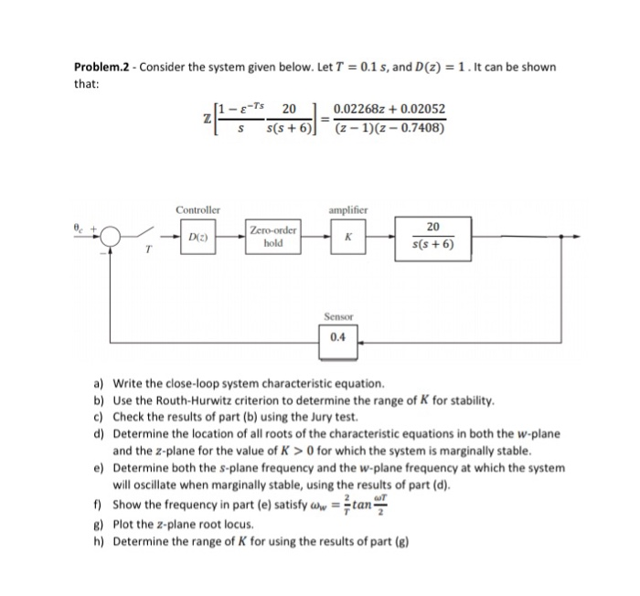 Solved Problem.2-Consider the system given below. Let T 0.1 | Chegg.com