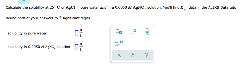 Solved Calculate the solubility at 25 °C of AgCl in pure | Chegg.com