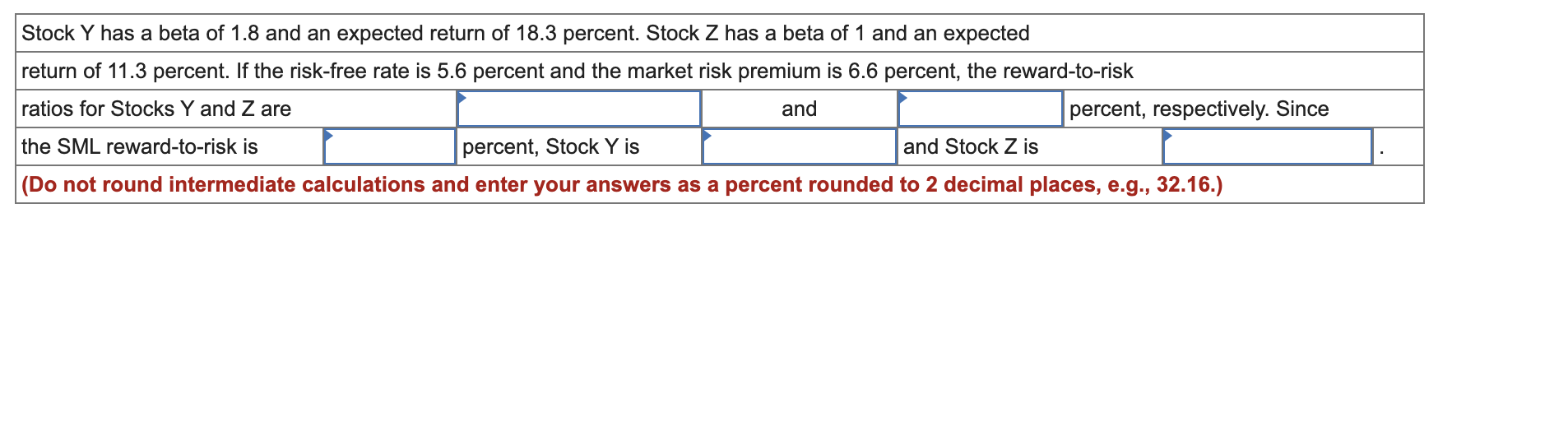 Solved Stock Y has a beta of 1.8 and an expected return of