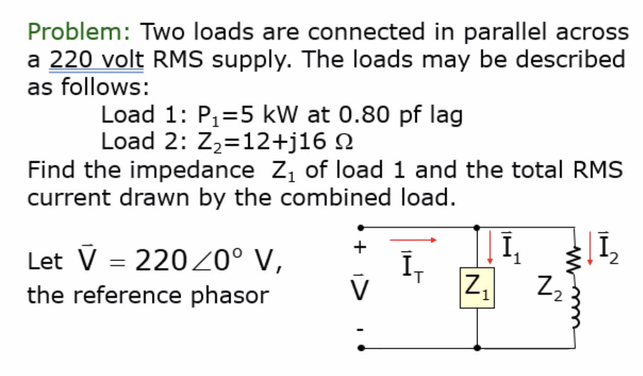 Solved Problem: Two loads are connected in parallel across a | Chegg.com