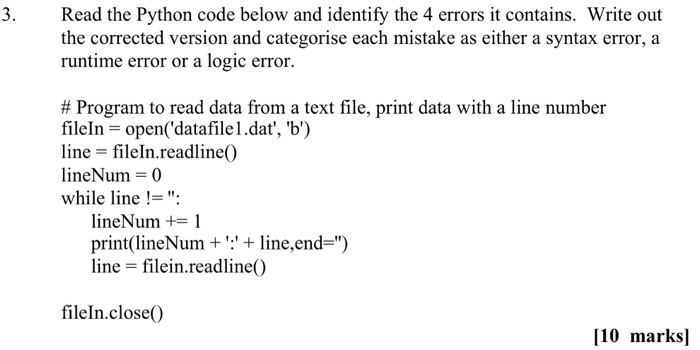Solved 3. Read the Python code below and identify the 4 | Chegg.com