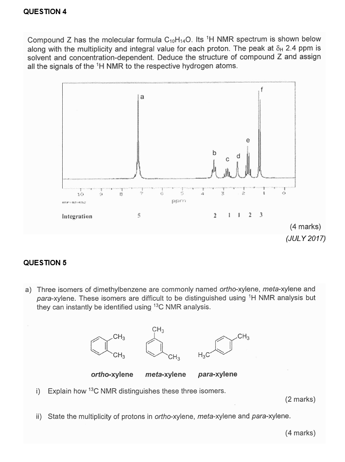 Solved QUESTION 4 Compound Z has the molecular formula | Chegg.com