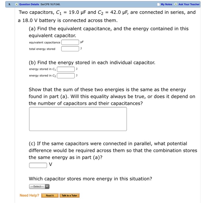 Solved 9. Question Details SerCP8 16.P.046 My Notes Ask Your | Chegg.com