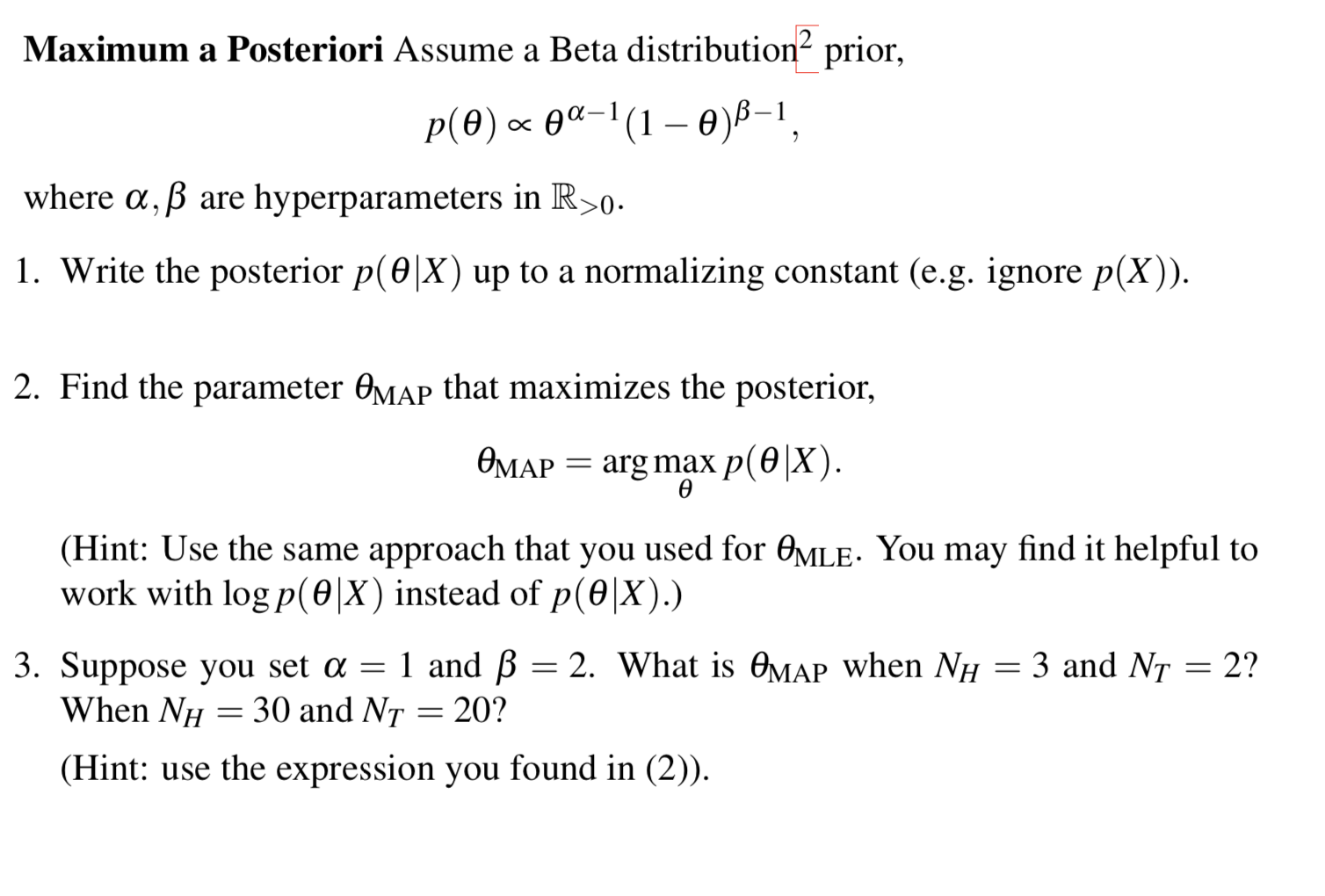 Solved Maximum A Posteriori Assume A Beta Distribution P Chegg Com