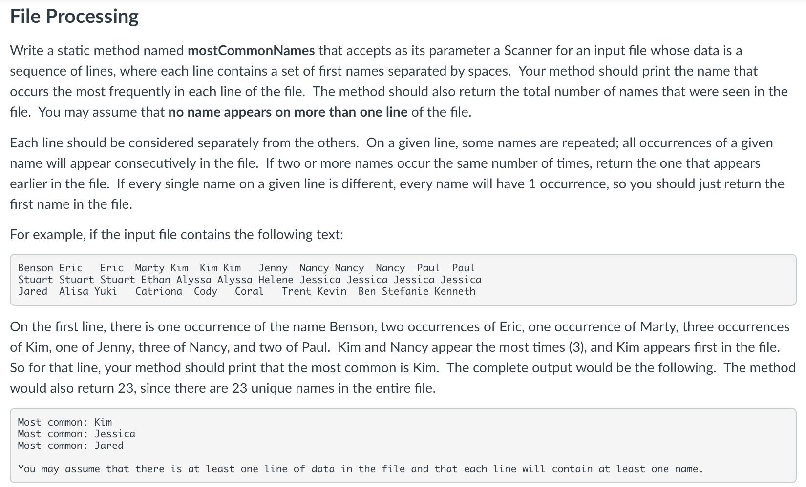 Solved File Processing Write a static method named | Chegg.com