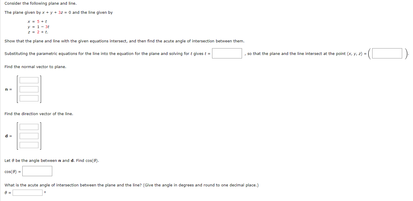 Solved Consider the following plane and line. The plane | Chegg.com
