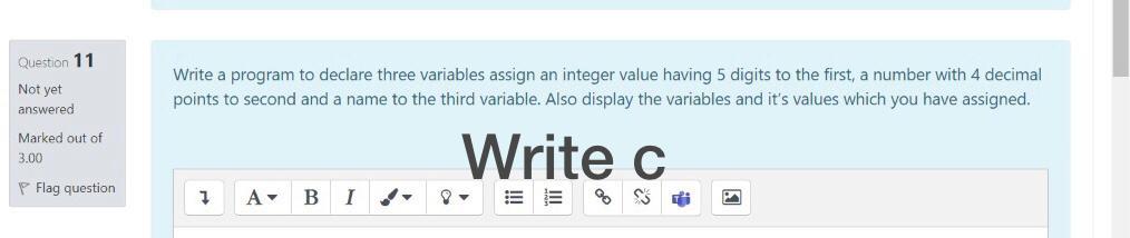 Solved Question 11 Not yet answered Write a program to | Chegg.com