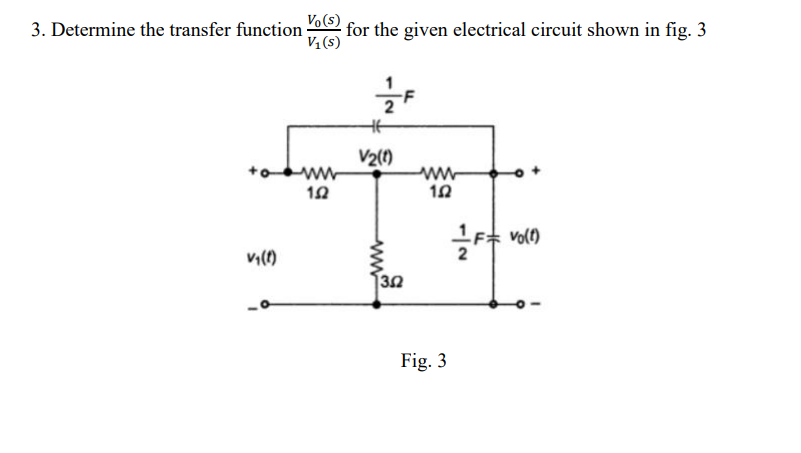 Solved V. () 3. Determine the transfer function for the | Chegg.com