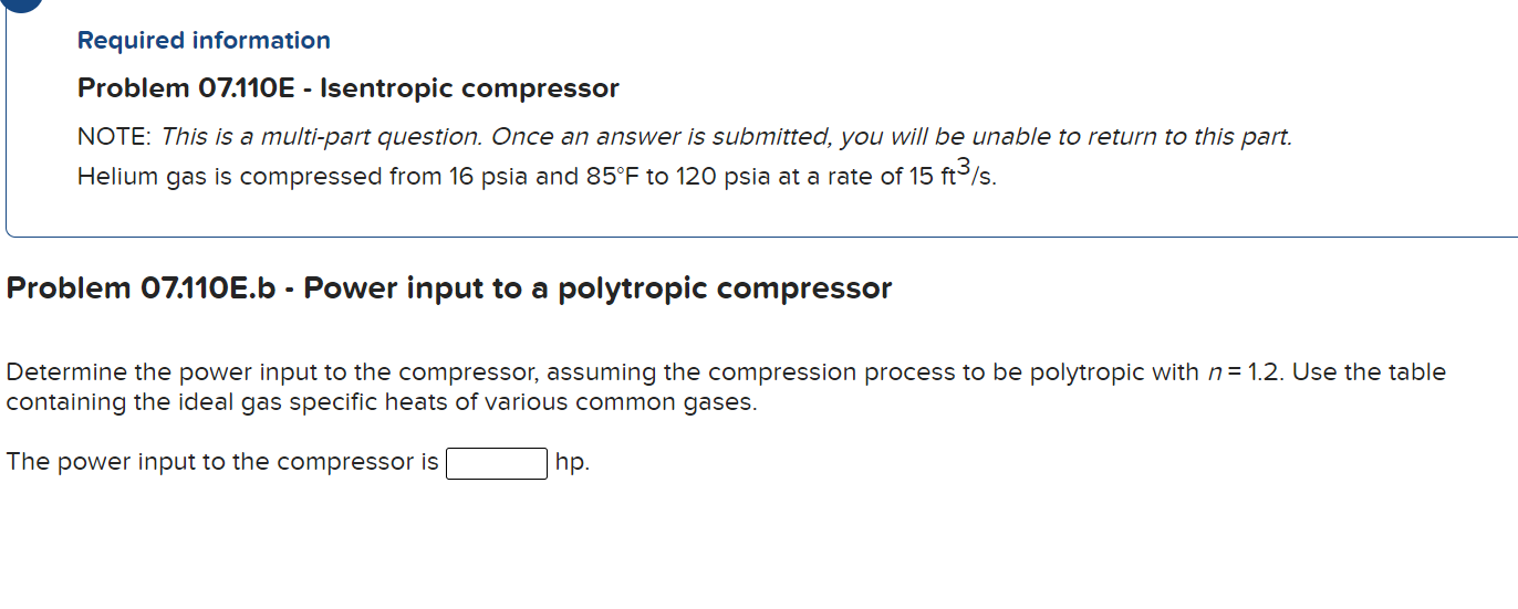 Solved Required information Problem 07.110E Isentropic