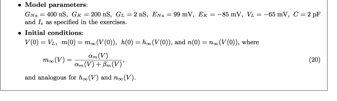 Box 1 The Hodgkin Huxley Model Main Equations Chegg Com