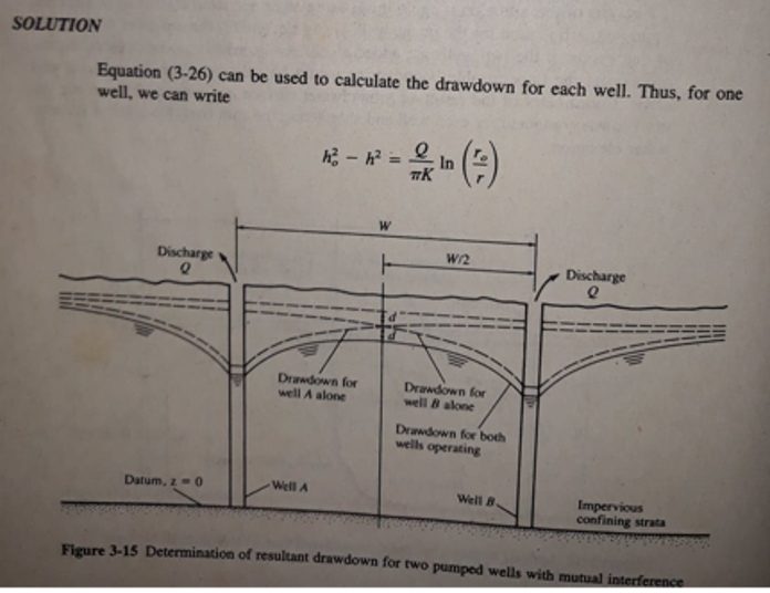Solved Calculate the drawdown half way between the two wells