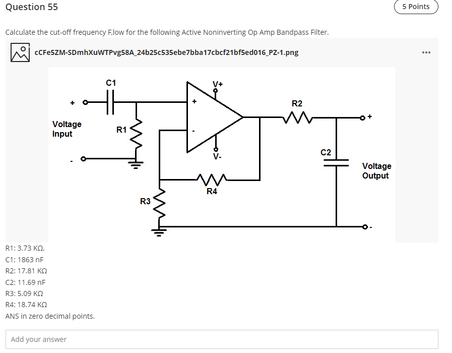 Solved Question 55 5 Points Calculate The Cut-off Frequency | Chegg.com