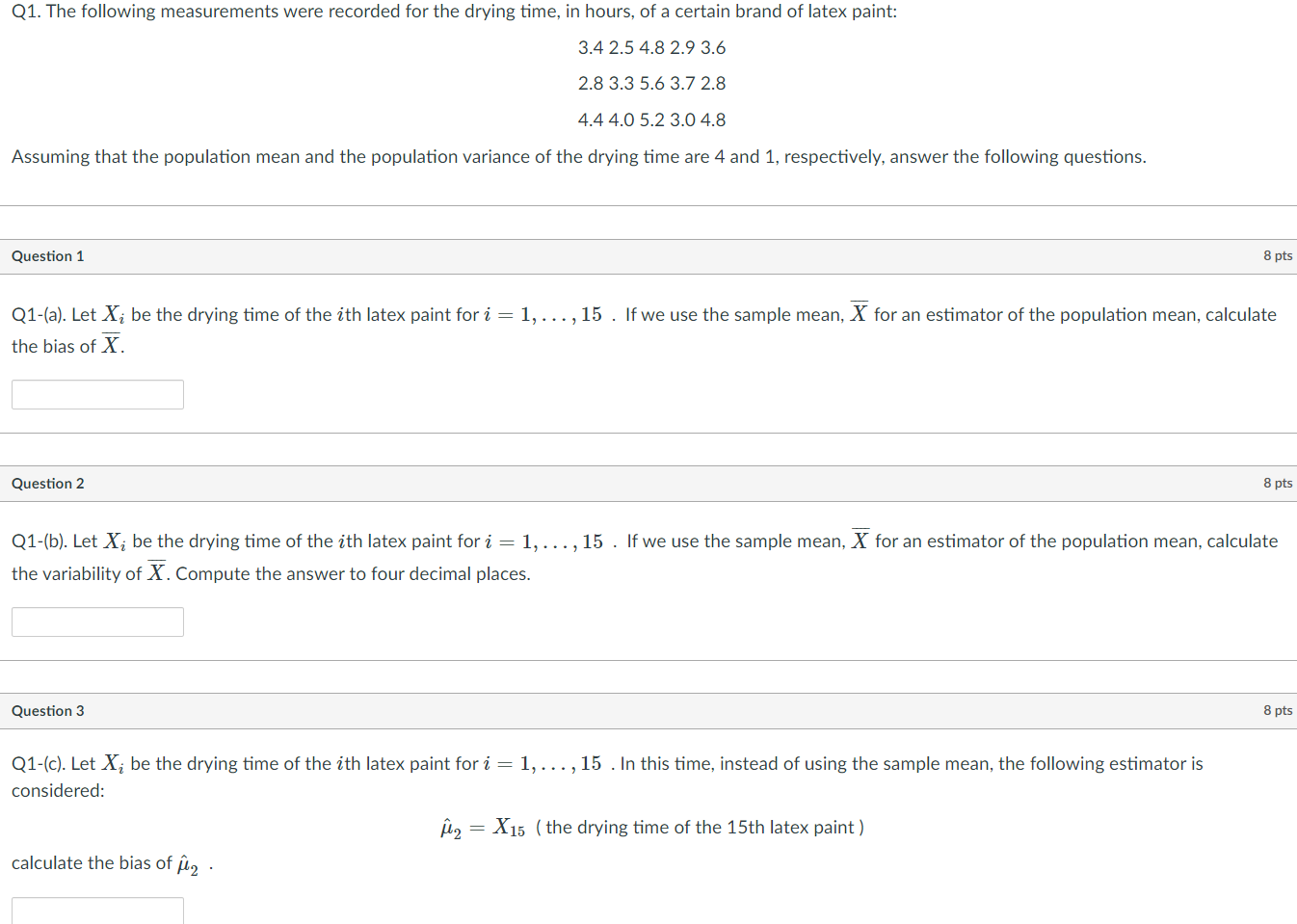 Solved Q1. The Following Measurements Were Recorded For The | Chegg.com