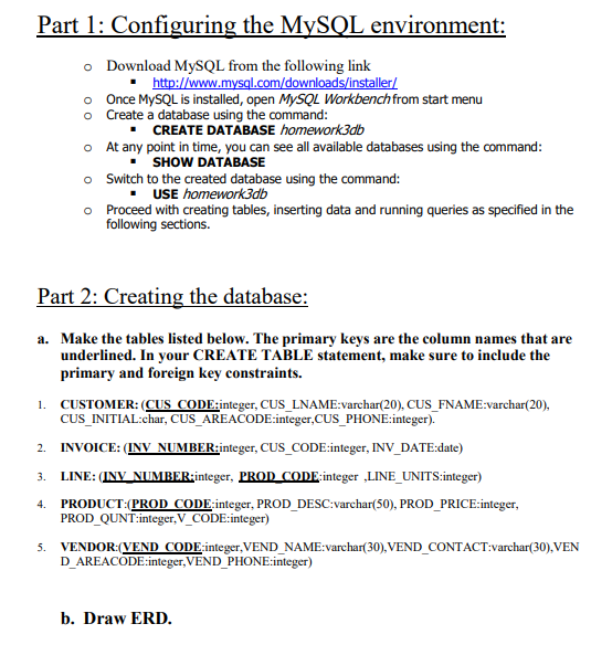 Part 1: Configuring the MySQL environment: Download | Chegg.com
