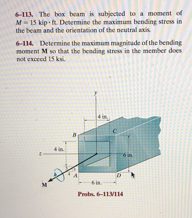 Solved 6-113. The Box Beam Is Subjected To A Moment Of M 15 | Chegg.com