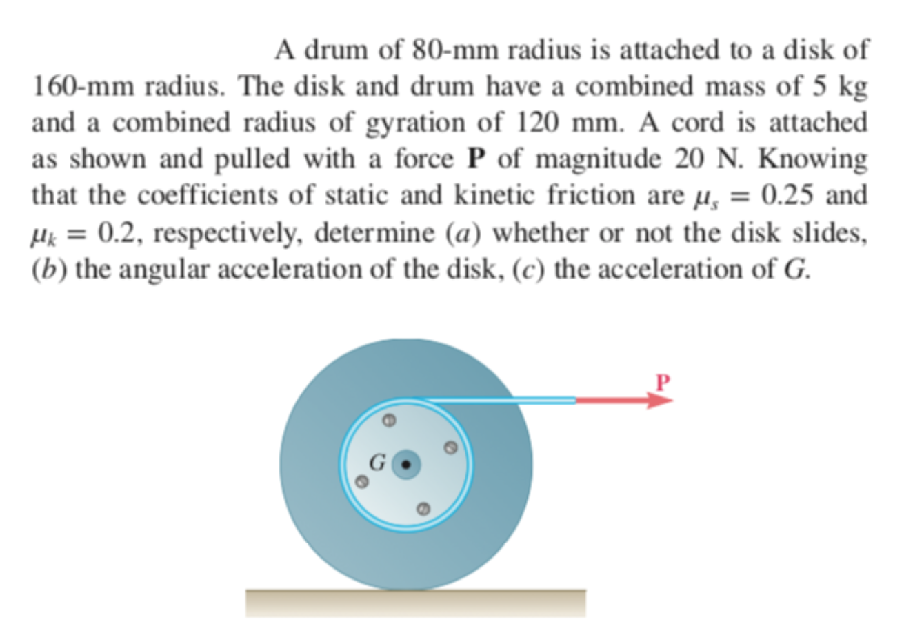 Solved A drum of 80−mm radius is attached to a disk of
