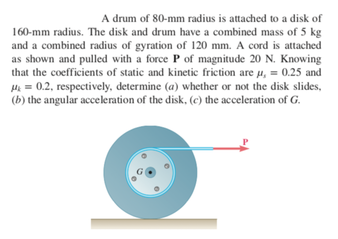 Solved A Drum Of 80−mm Radius Is Attached To A Disk Of | Chegg.com