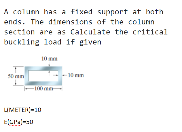 Solved A column has a fixed support at both ends. The | Chegg.com