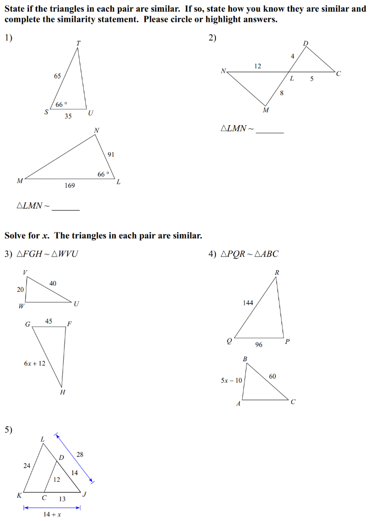 Solved State if the triangles in each pair are similar. If | Chegg.com