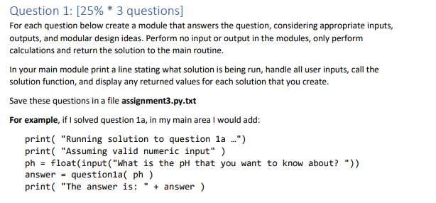 Solved Question 1: [25% * 3 questions] For each question | Chegg.com