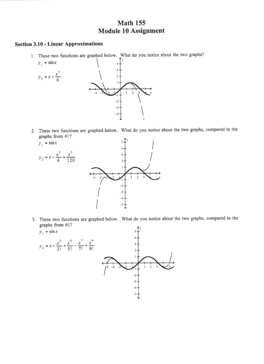 Solved Math 155 Module 10 Assignment Section 3.10 - Linear | Chegg.com