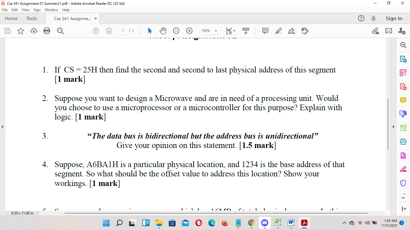 Solved - х A Cse 341 Assignment 01 Summer21.pdf - Adobe | Chegg.com