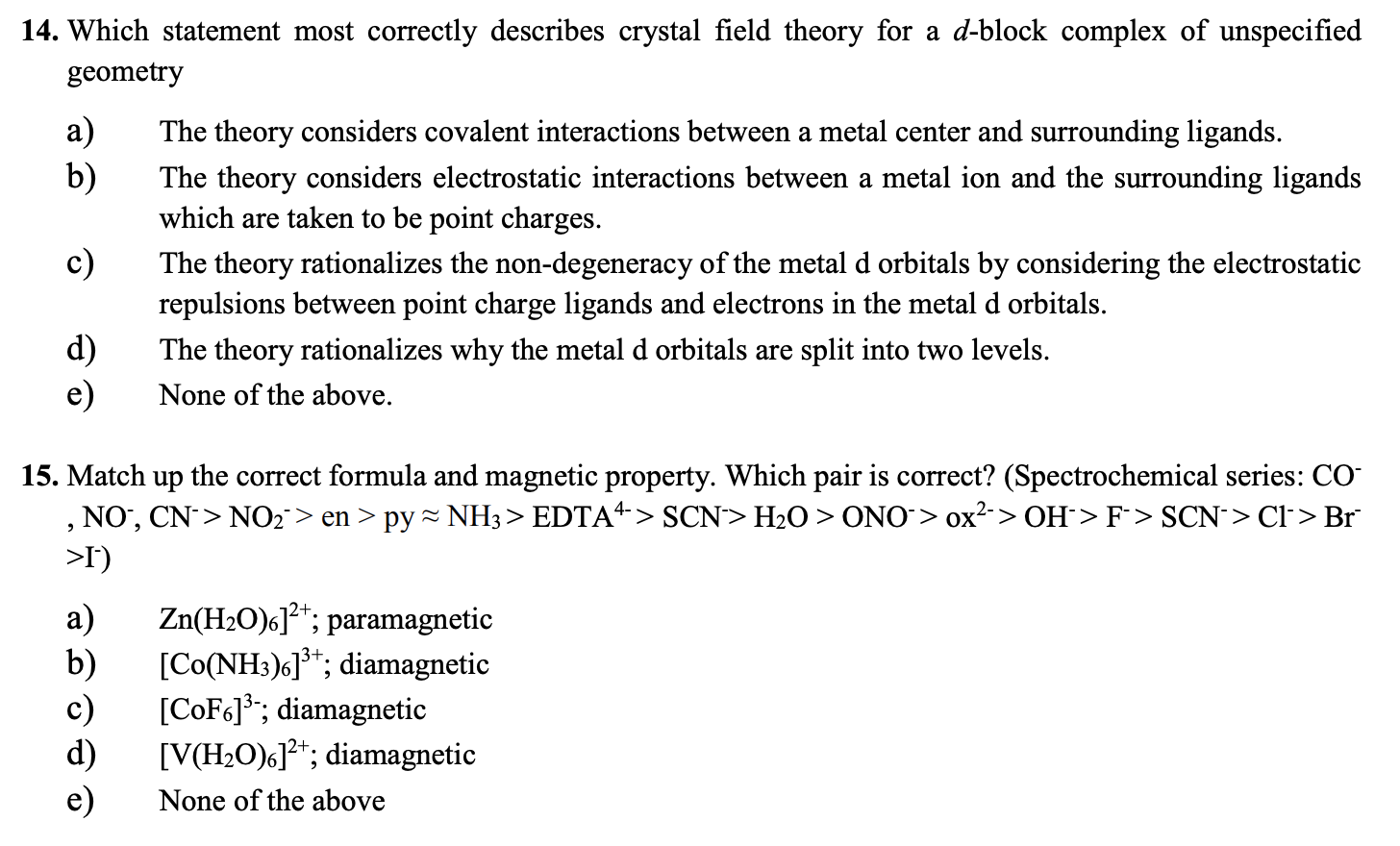 Solved 14. Which statement most correctly describes crystal | Chegg.com