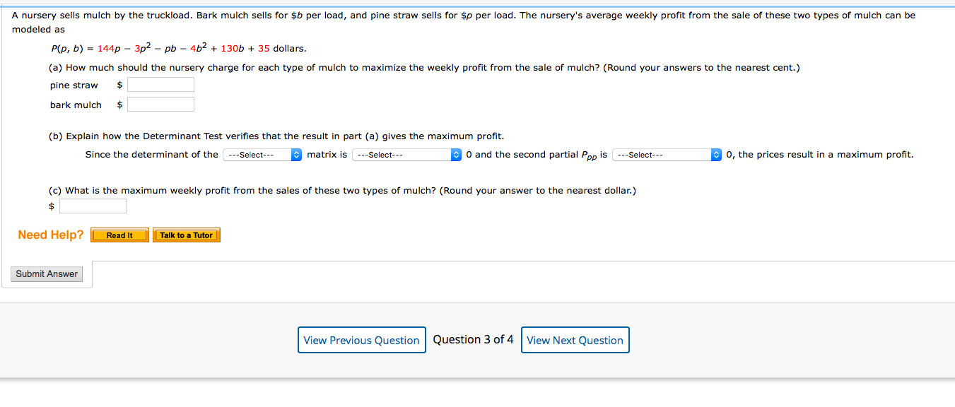 Solved A nursery sells mulch by the truckload. Bark mulch