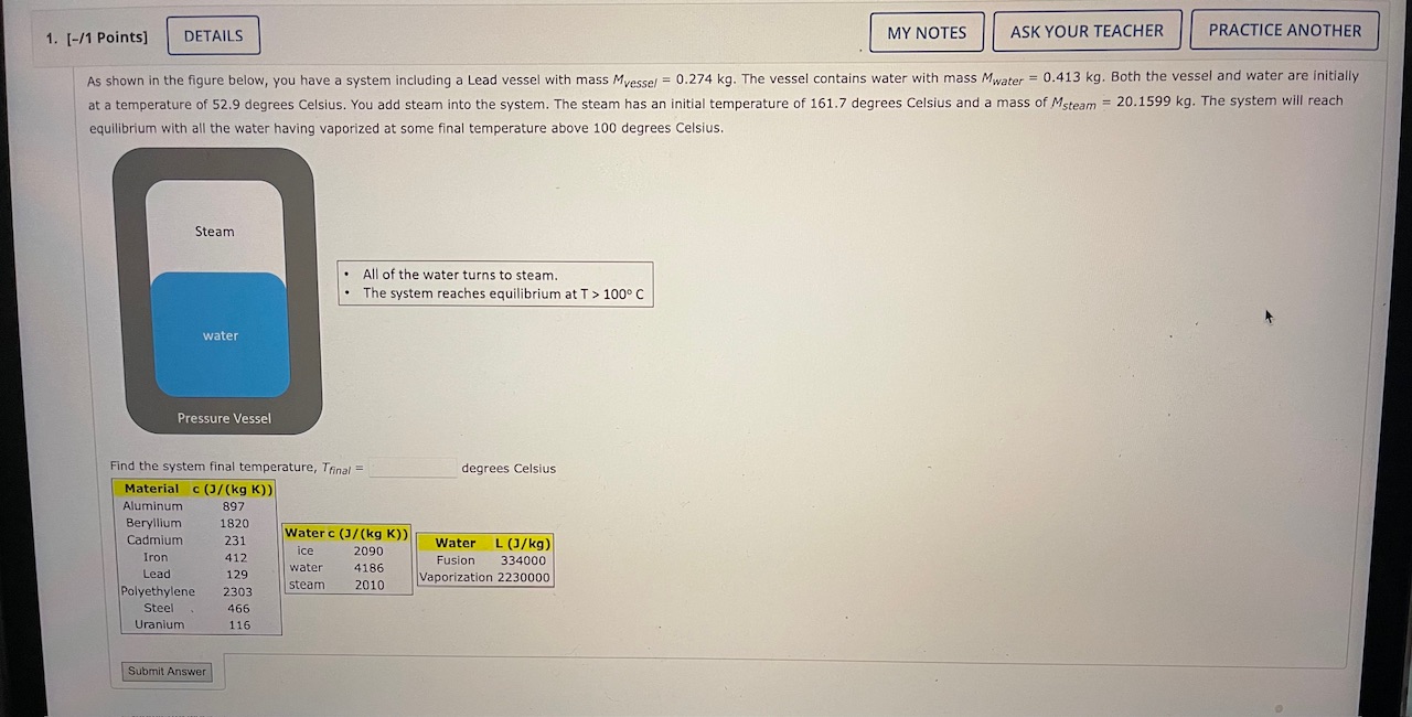 Solved equilibrium with all the water having vaporized at