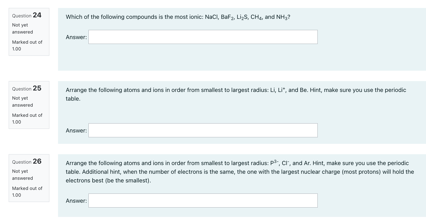 Solved Question 18 Which of the following elements has the | Chegg.com