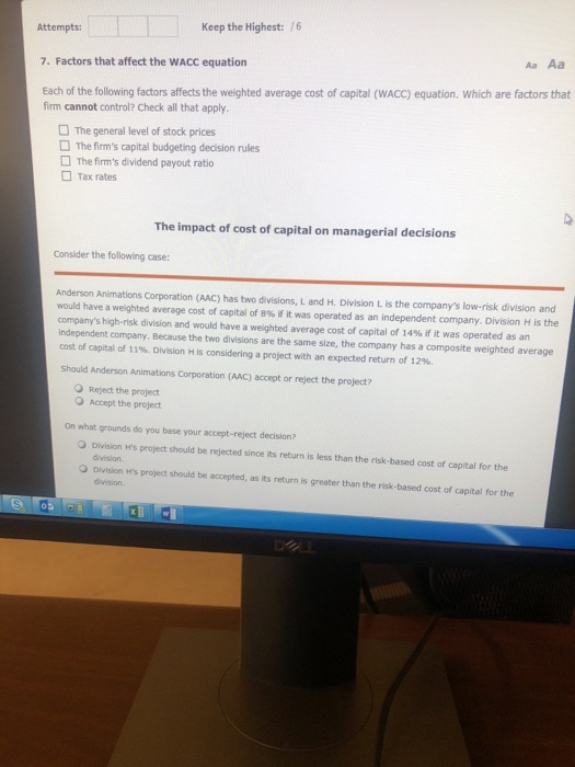 Solved Keep the Highest: /6 Attempts: Aa Aa 7. Factors that | Chegg.com