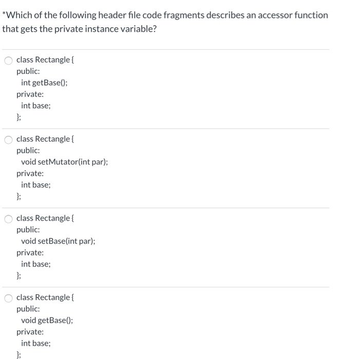Solved Which of the following header file code fragments | Chegg.com