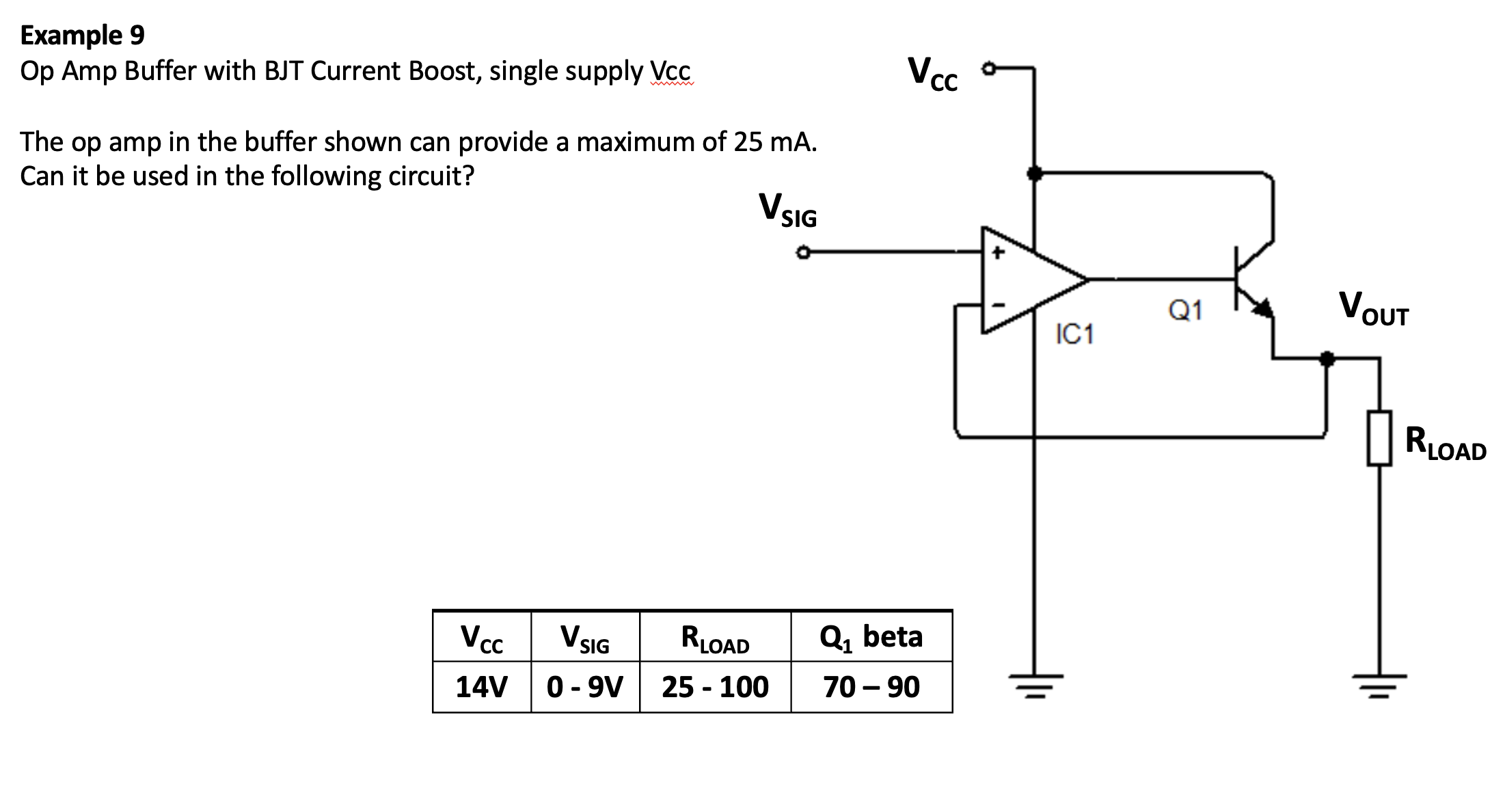 Solved Example 9 Op Amp Buffer With BJT Current Boost, | Chegg.com