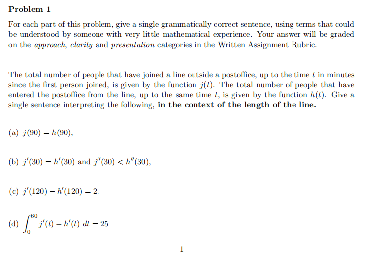 Solved Problem 1 For each part of this problem, give a | Chegg.com